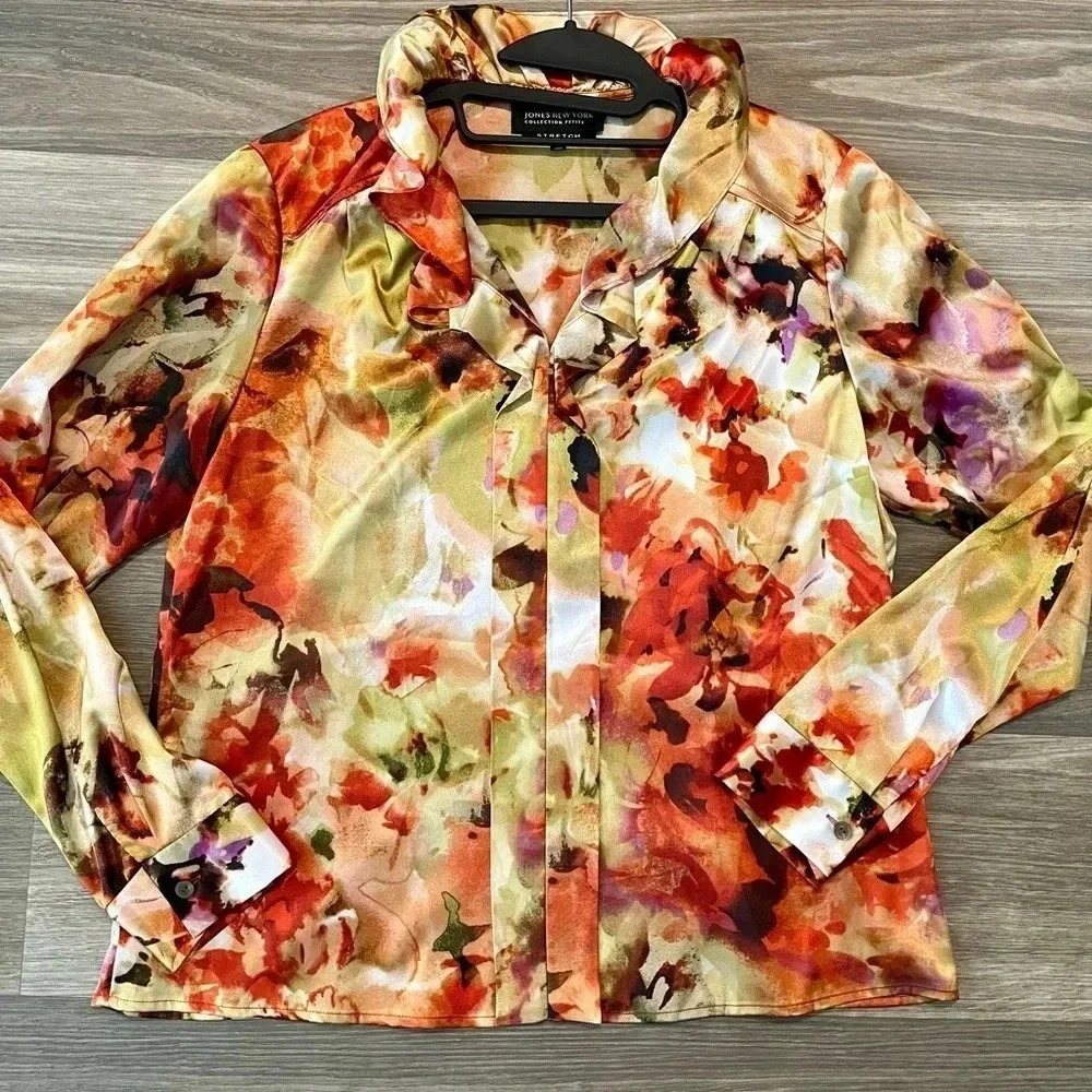 Colorful Rare Jones New York Collection Blouse Size 12P
